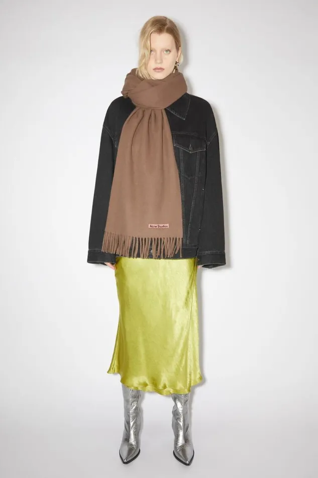 Acne Studios Fringe Wool Scarf 8211 Oversized Caramel Brown Man Scarves