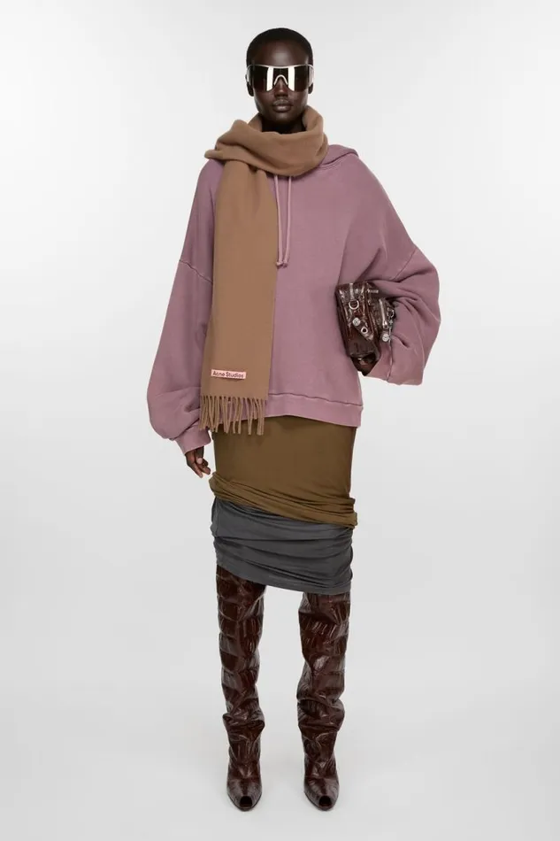 Acne Studios Fringe Wool Scarf Narrow Caramel Brown Man Scarves