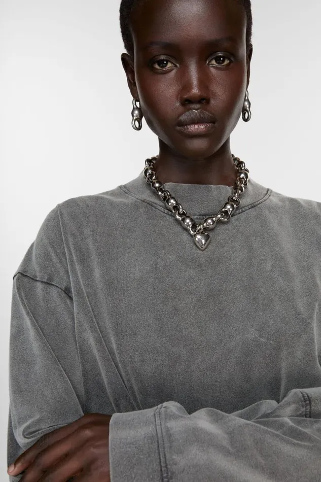 Acne Studios Heart Charm Necklace Antique Silver Woman Jewellery