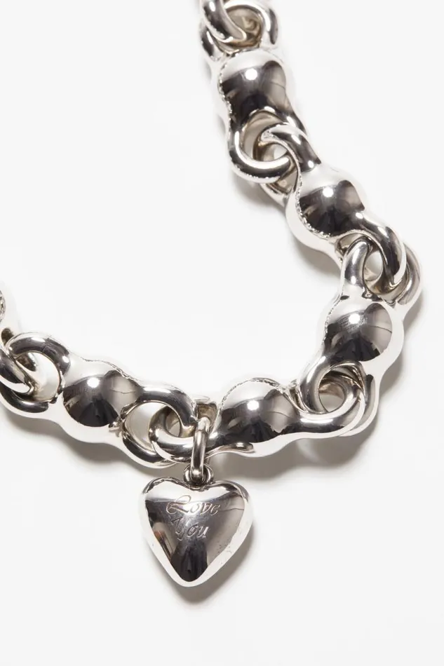 Acne Studios Heart Charm Necklace Antique Silver Woman Jewellery