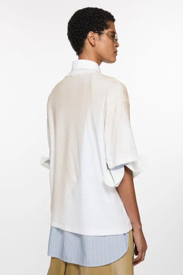Acne Studios Logo Tshirt 8211 Relaxed Fit Dusty White Woman Tshirts