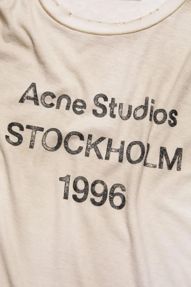 Acne Studios Logo Tshirt 8211 Relaxed Fit Dusty White Woman Tshirts