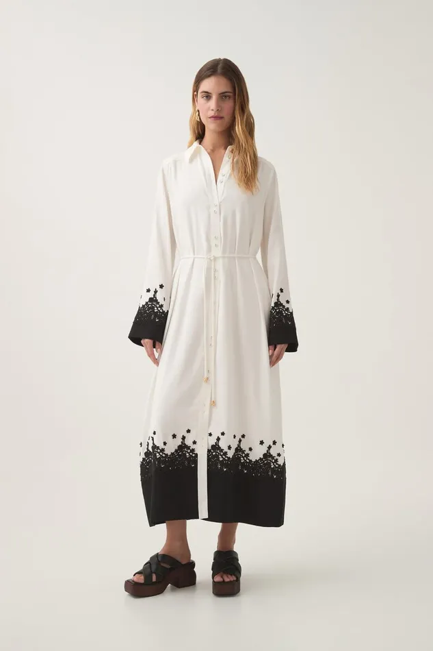 Aje Dresses Charmer Lace Trim Midi Dress Ivoryblack 8211 Women Aje Dresses Charmer Lace Trim Midi Dress Ivoryblack 8211 Women