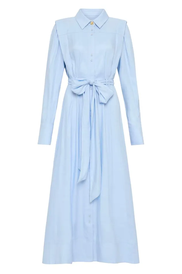 Aje Dresses Deia Midi Dress Powder Blue 8211 Women Aje Dresses Deia Midi Dress Powder Blue 8211 Women