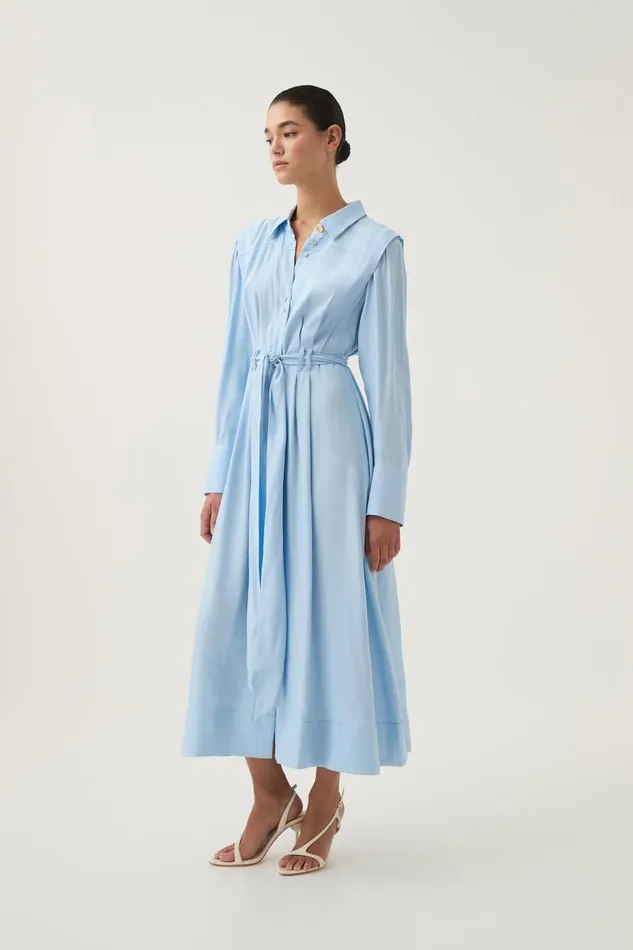 Aje Dresses Deia Midi Dress Powder Blue 8211 Women Aje Dresses Deia Midi Dress Powder Blue 8211 Women