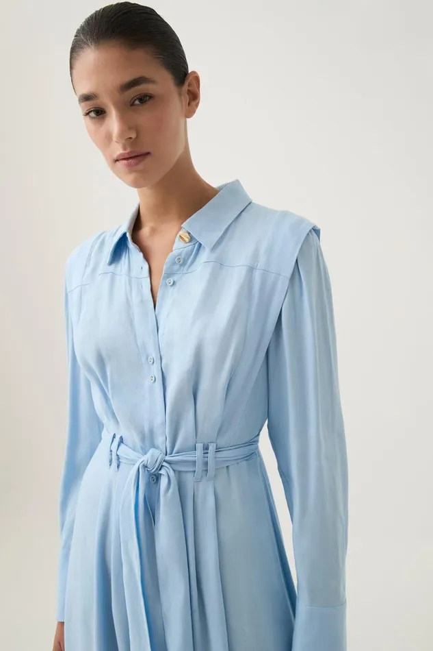 Aje Dresses Deia Midi Dress Powder Blue 8211 Women Aje Dresses Deia Midi Dress Powder Blue 8211 Women