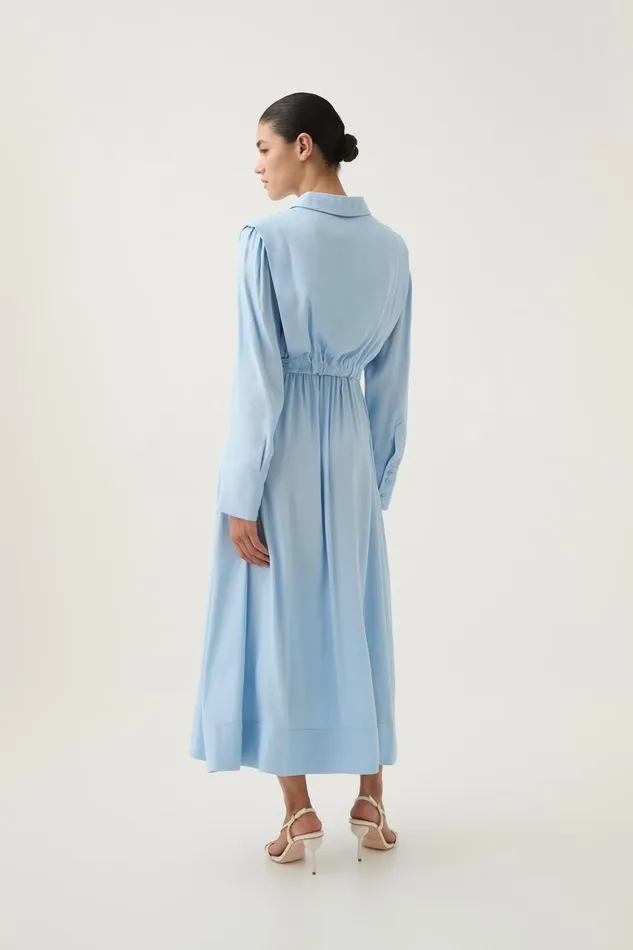 Aje Dresses Deia Midi Dress Powder Blue 8211 Women Aje Dresses Deia Midi Dress Powder Blue 8211 Women