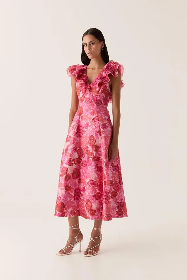 Aje Dresses Enchanted Plunge Midi Dress Misty Rose 8211 Women Aje Dresses Enchanted Plunge Midi Dress Misty Rose 8211 Women