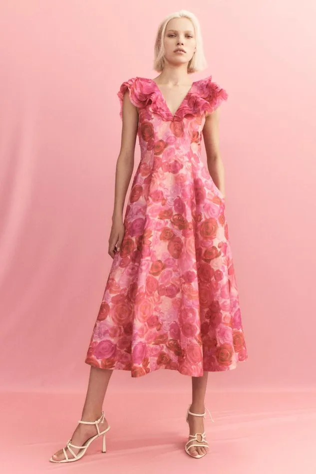 Aje Dresses Enchanted Plunge Midi Dress Misty Rose 8211 Women Aje Dresses Enchanted Plunge Midi Dress Misty Rose 8211 Women