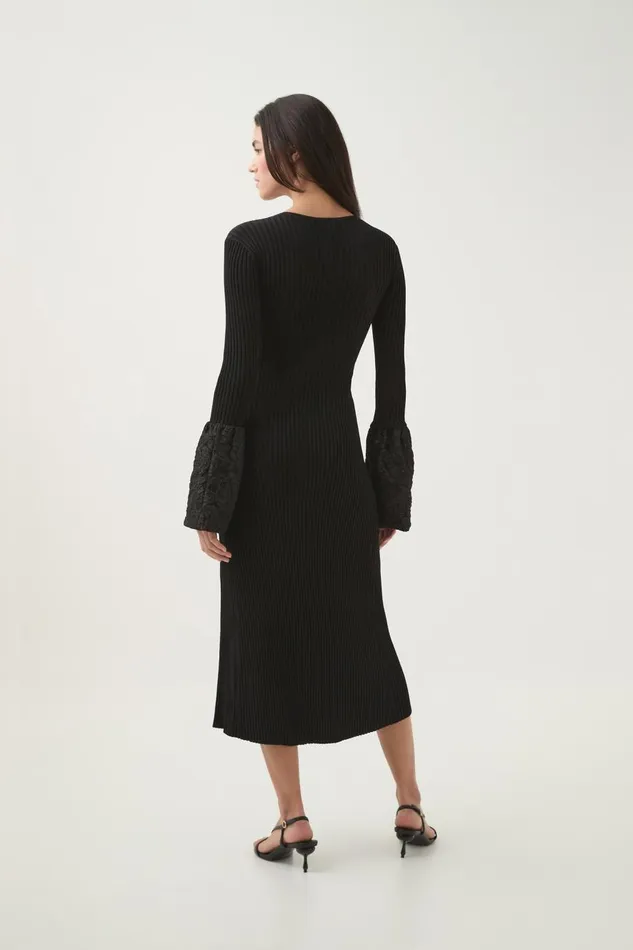 Aje Dresses Flute Knit Midi Dress Black 8211 Women Aje Dresses Flute Knit Midi Dress Black 8211 Women