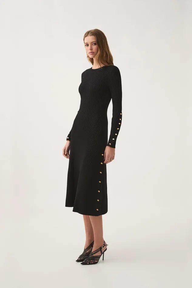 Aje Dresses Lia Knit Midi Dress Black 8211 Women Aje Dresses Lia Knit Midi Dress Black 8211 Women