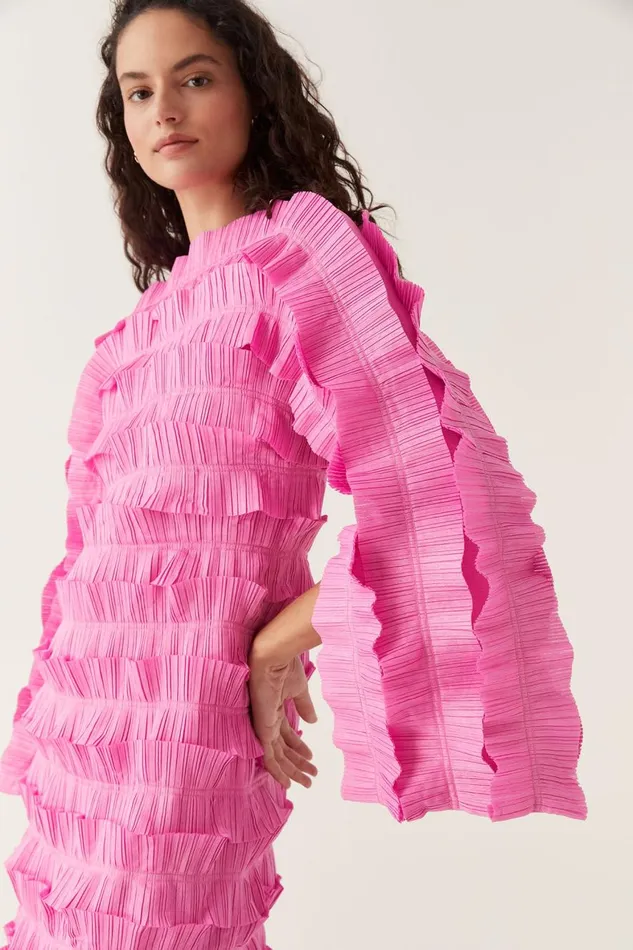 Aje Dresses Palladium Ruffled Midi Dress Muted Fuchsia 8211 Women Aje Dresses Palladium Ruffled Midi Dress Muted Fuchsia 8211 Women