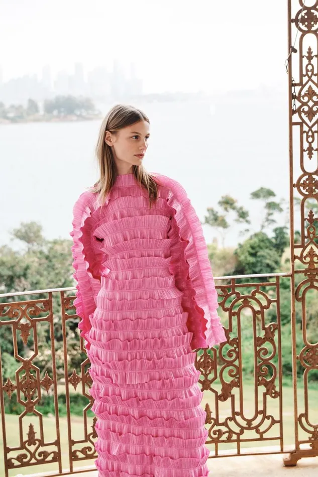 Aje Dresses Palladium Ruffled Midi Dress Muted Fuchsia 8211 Women Aje Dresses Palladium Ruffled Midi Dress Muted Fuchsia 8211 Women