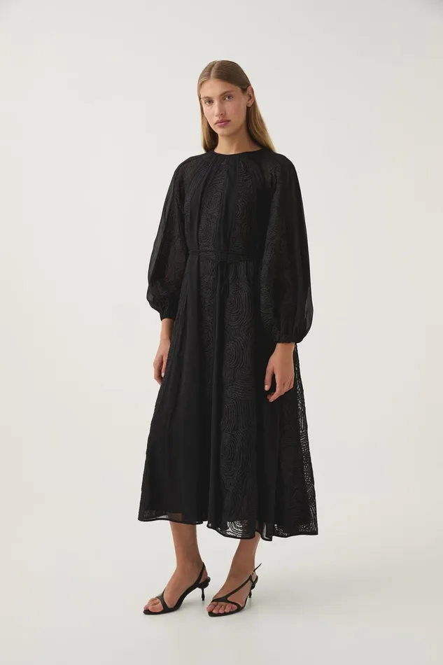 Aje Dresses Soleil Blouson Lace Midi Dress Black 8211 Women Aje Dresses Soleil Blouson Lace Midi Dress Black 8211 Women
