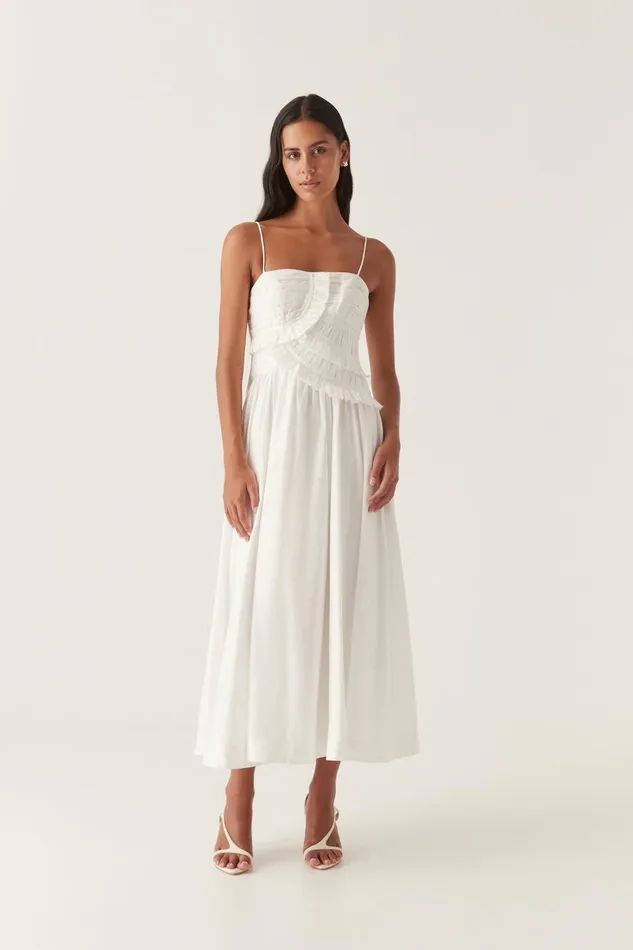 Aje Dresses Synergy Frill Midi Dress Ivory 8211 Women