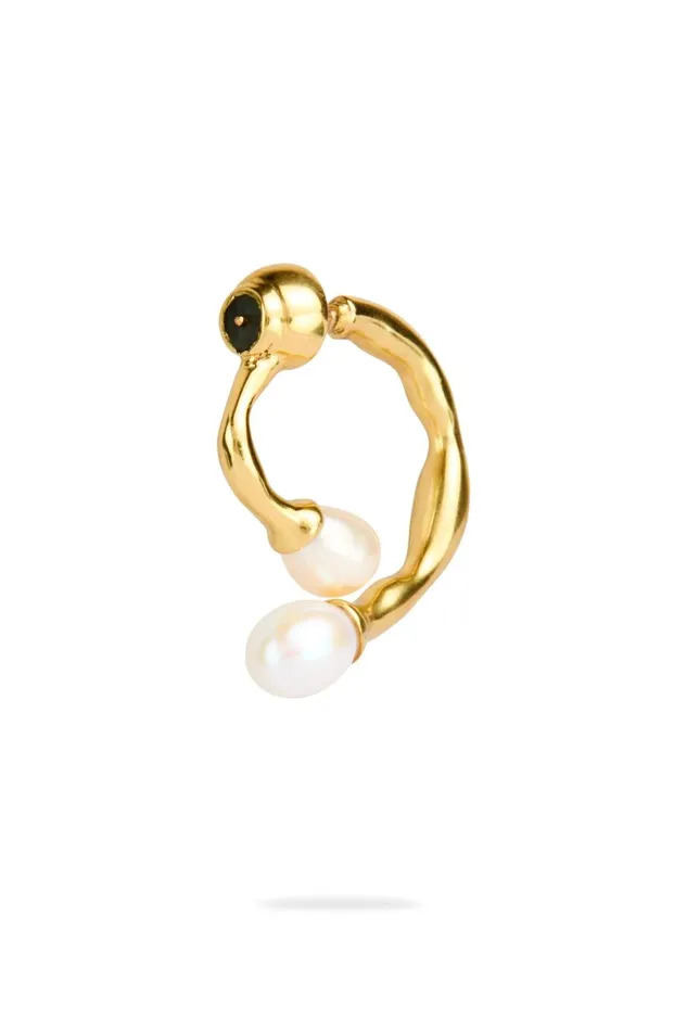 Aje Jewelry Ramona Pearl Bar Hoop Gold 8211 Women Aje Jewelry Ramona Pearl Bar Hoop Gold 8211 Women