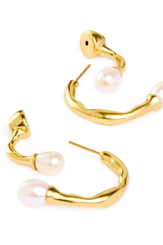 Aje Jewelry Ramona Pearl Bar Hoop Gold 8211 Women Aje Jewelry Ramona Pearl Bar Hoop Gold 8211 Women