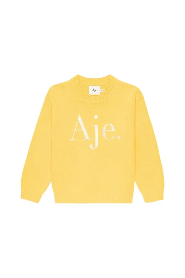 Aje Kids Arna Kids Logo Jumper Soft Yellowivory 8211 Women