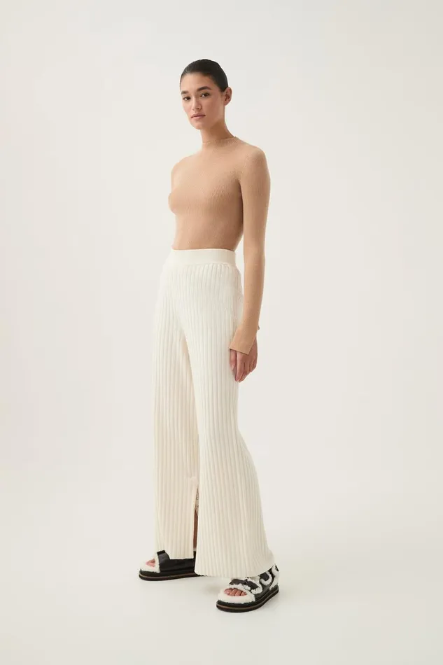 Aje Pants Archer Logo Trim Knit Pant Ivory 8211 Women