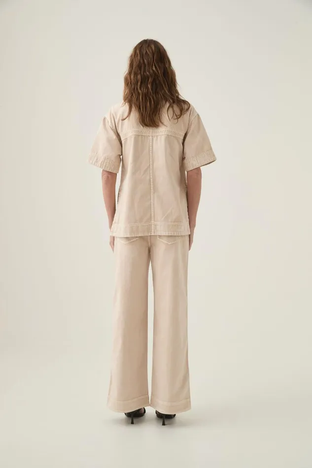 Aje Pants Kya Contrast Wide Leg Jeans Sand Storm Wash 8211 Women