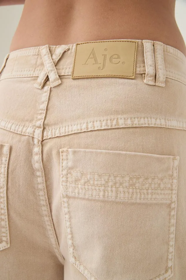 Aje Pants Kya Contrast Wide Leg Jeans Sand Storm Wash 8211 Women