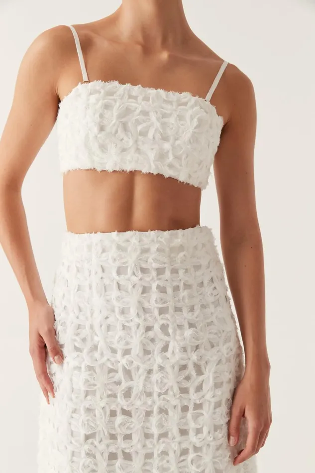 Aje Skirts Quintette Textured Midi Skirt Ivory 8211 Women