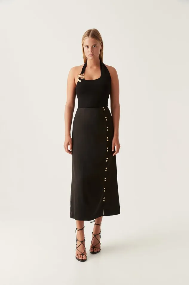 Aje Skirts Riddle Button Down Midi Skirt Black 8211 Women