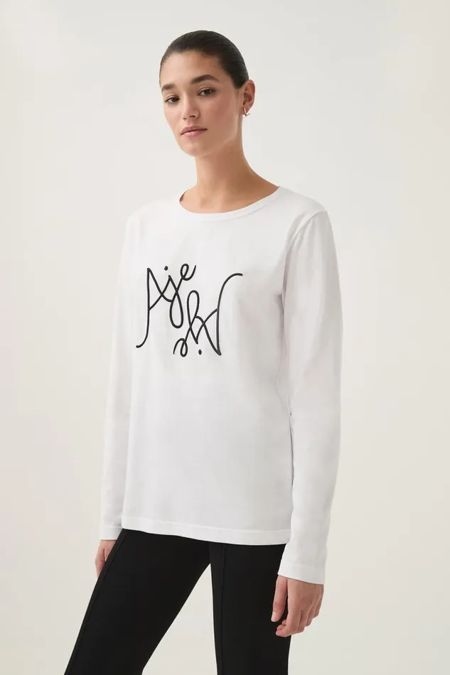 Aje Tees Prophecy Long Sleeve Tee Whiteblack Logo 8211 Women