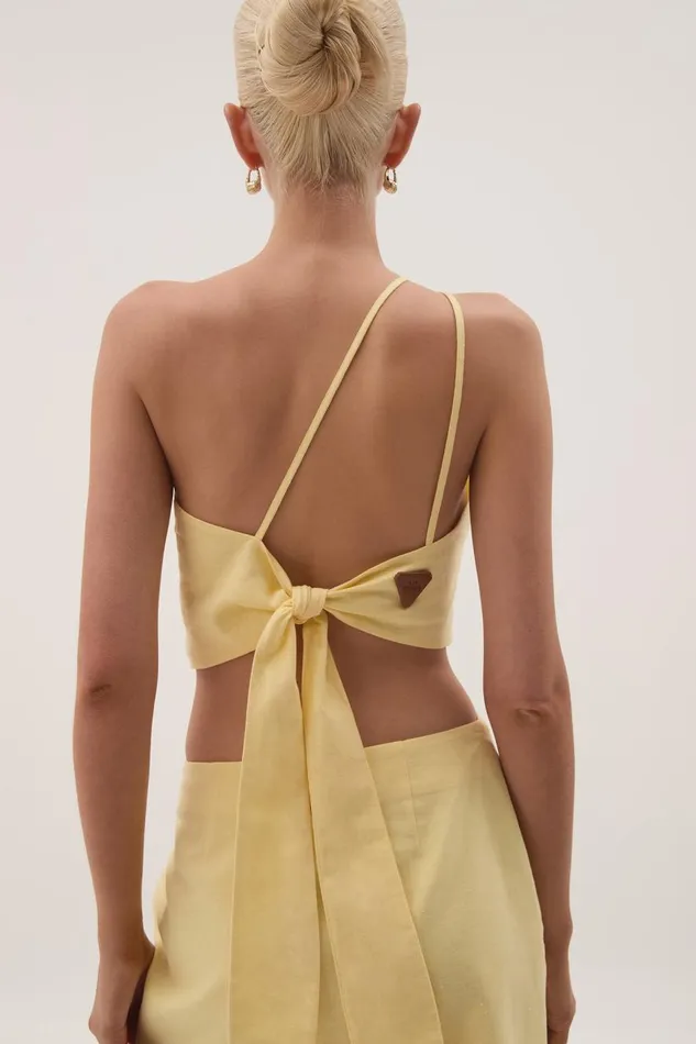 Aje Tops Eden Tie Back Top Lemon 8211 Women Aje Tops Eden Tie Back Top Lemon 8211 Women