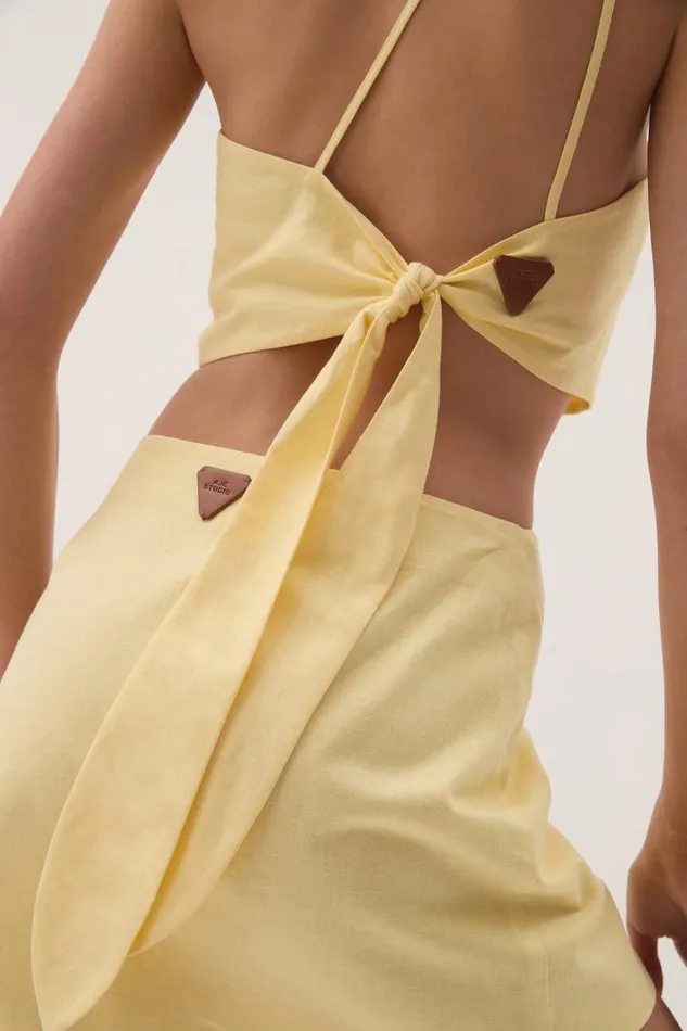 Aje Tops Eden Tie Back Top Lemon 8211 Women Aje Tops Eden Tie Back Top Lemon 8211 Women