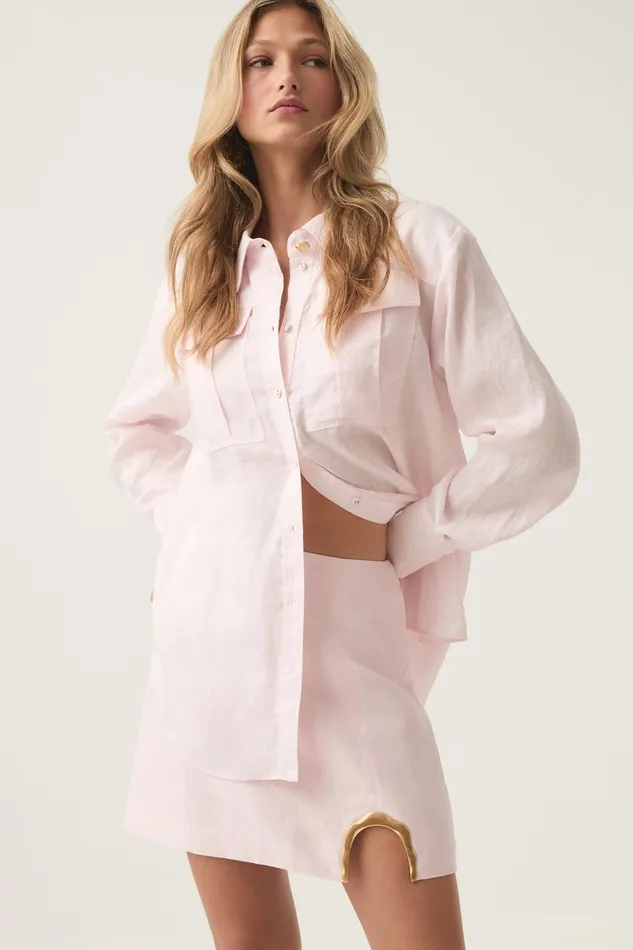 Aje Tops Neoma Pocketed Shirt Pastel Pink 8211 Women