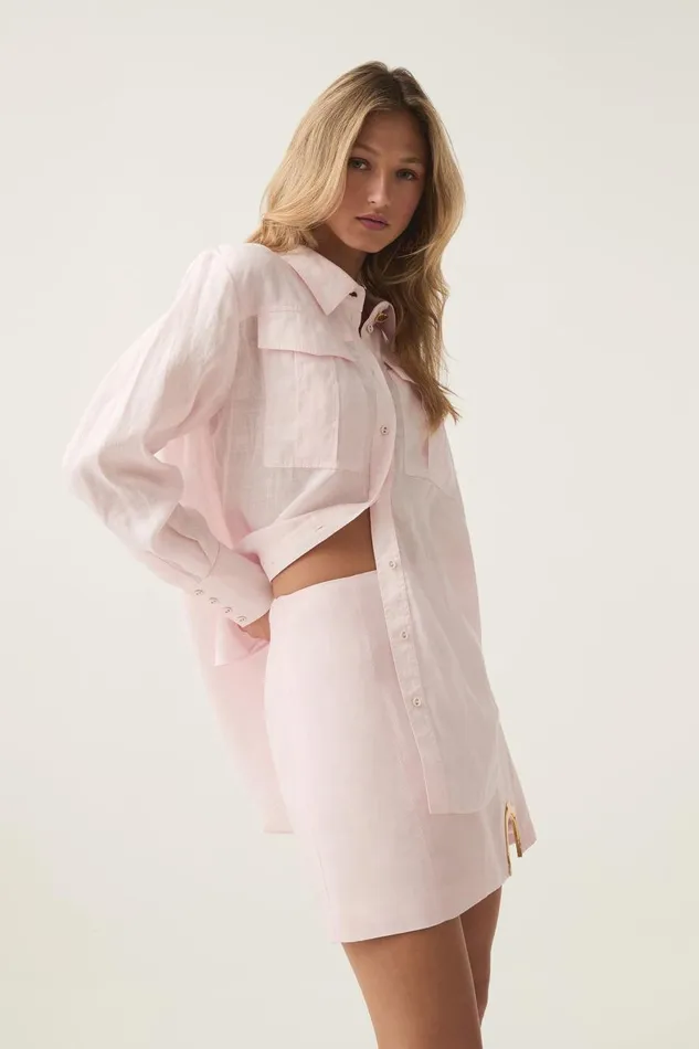 Aje Tops Neoma Pocketed Shirt Pastel Pink 8211 Women Aje Tops Neoma Pocketed Shirt Pastel Pink 8211 Women