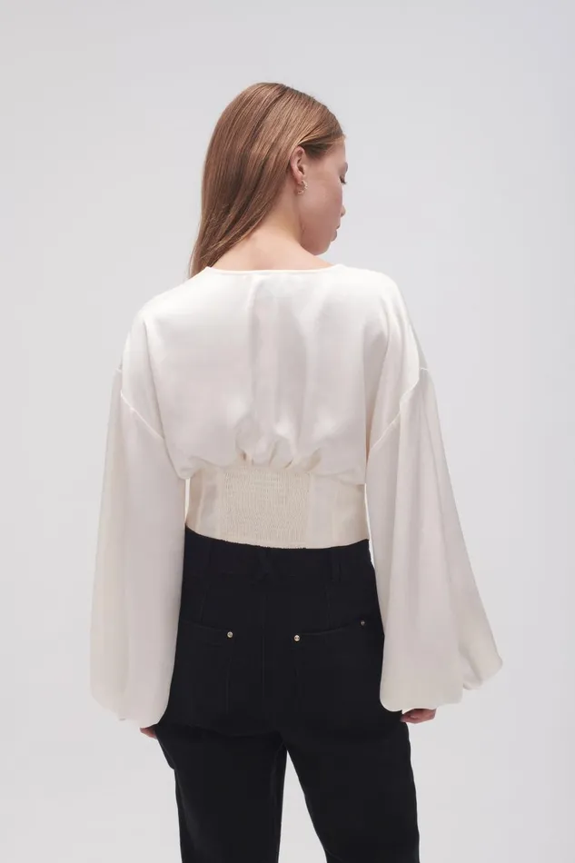 Aje Tops Spirit Corsetted Blouse Coconut Cream 8211 Women Aje Tops Spirit Corsetted Blouse Coconut Cream 8211 Women