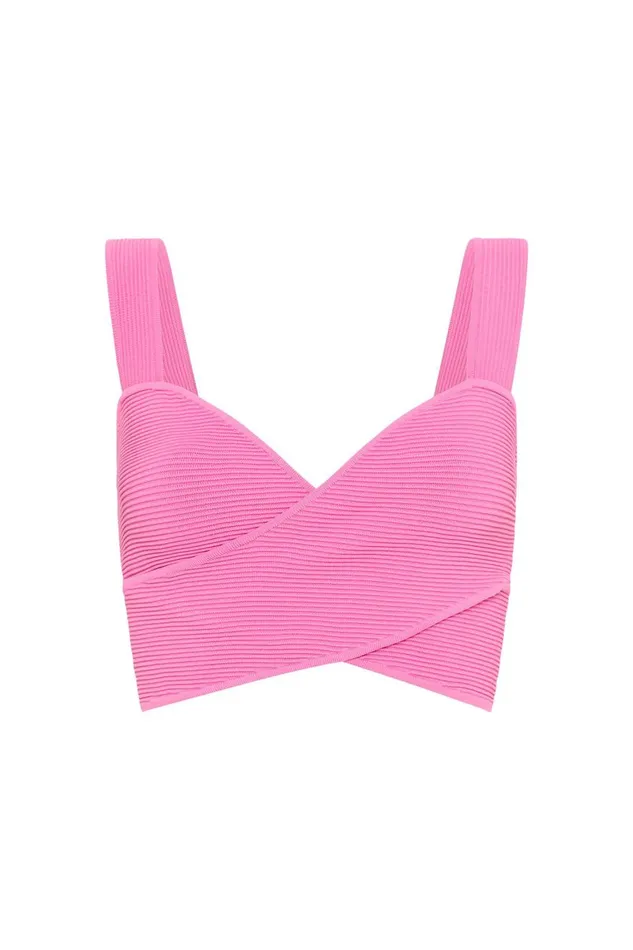 Aje Tops Sybil Twist Knit Bustier Brilliant Pink 8211 Women Aje Tops Sybil Twist Knit Bustier Brilliant Pink 8211 Women