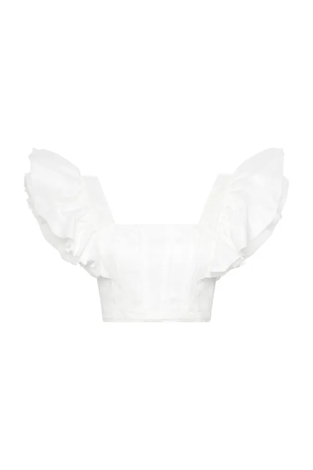 Aje Tops Vanades Frill Crop Top Ivory 8211 Women Aje Tops Vanades Frill Crop Top Ivory 8211 Women