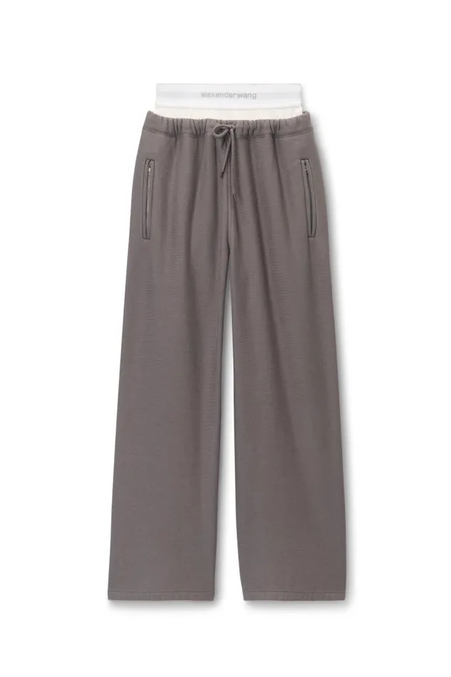 Alexander Wang Sweatpants Women Wide Leg Sweatpants With PreStyled Logo Brief Waistband