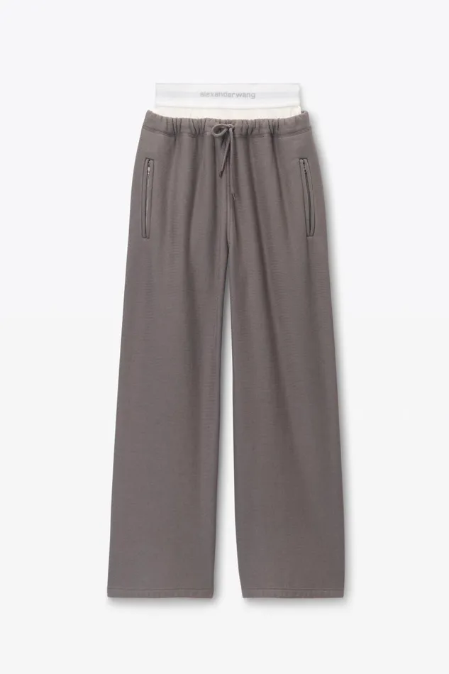 Alexander Wang Sweatpants Women Wide Leg Sweatpants With PreStyled Logo Brief Waistband