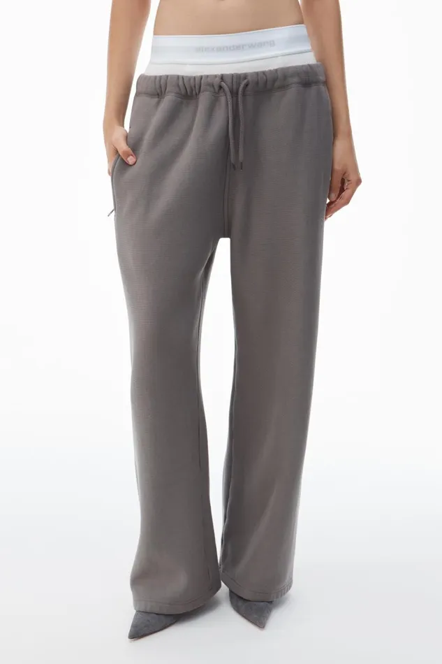 Alexander Wang Sweatpants Women Wide Leg Sweatpants With PreStyled Logo Brief Waistband