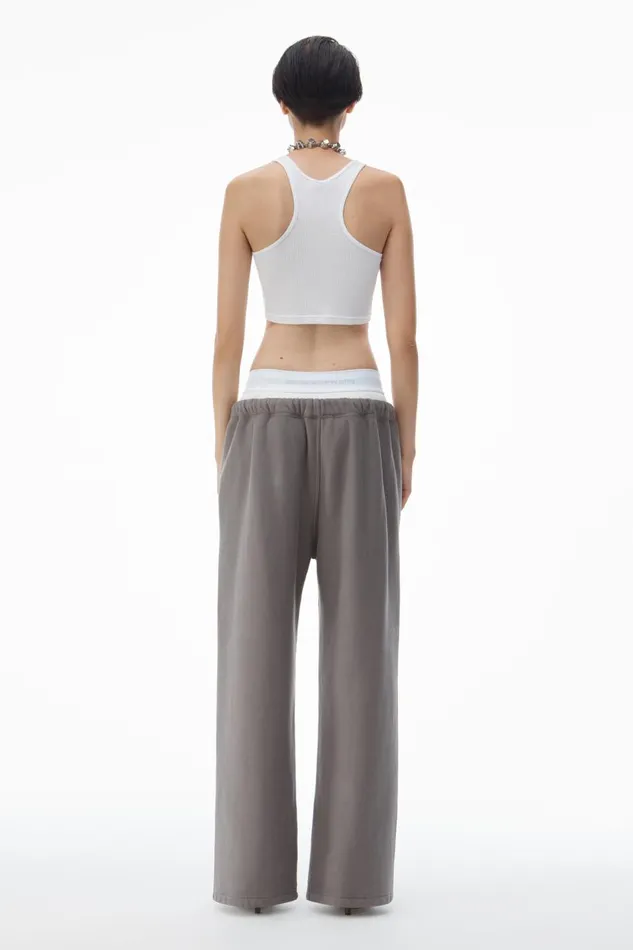 Alexander Wang Sweatpants Women Wide Leg Sweatpants With PreStyled Logo Brief Waistband