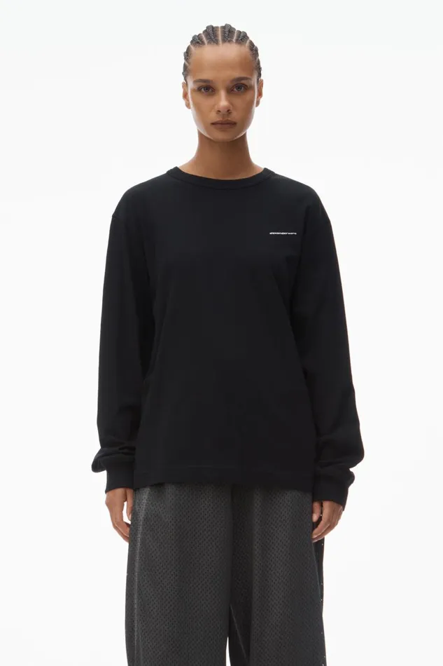 Alexander Wang UnisexWomenMen LongSleeve Tee In High Twist Jersey