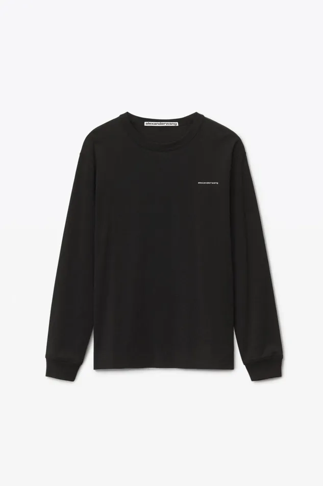 Alexander Wang UnisexWomenMen LongSleeve Tee In High Twist Jersey