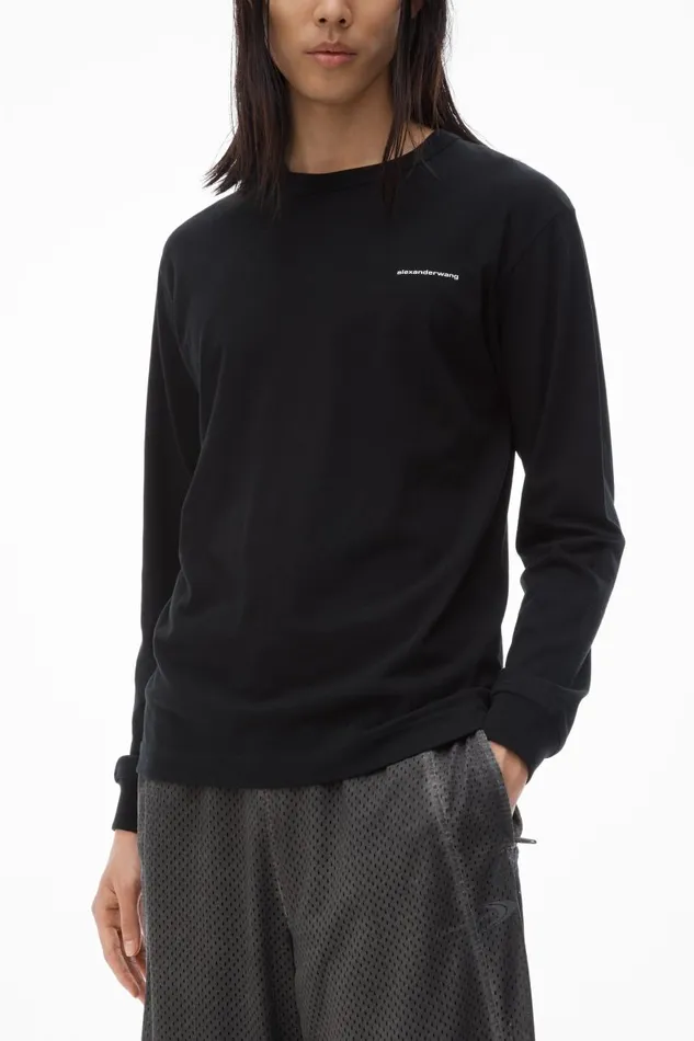 Alexander Wang UnisexWomenMen LongSleeve Tee In High Twist Jersey