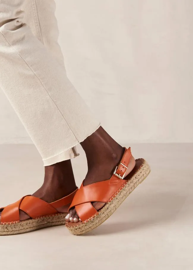 ALOHAS Espadrilles Crossed 8211 Orange Leather Espadrilles 8211 Women