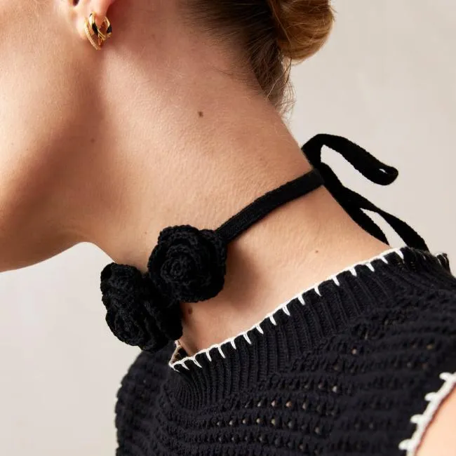 ALOHAS Jewelry Fleur 8211 Black Cotton Necklace 8211 Women