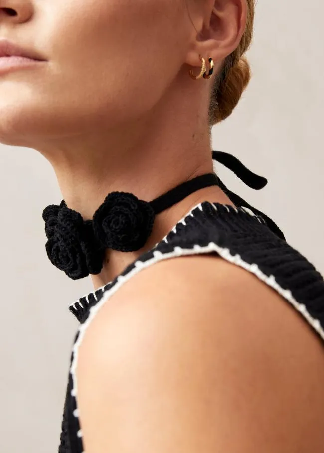 ALOHAS Jewelry Fleur 8211 Black Cotton Necklace 8211 Women