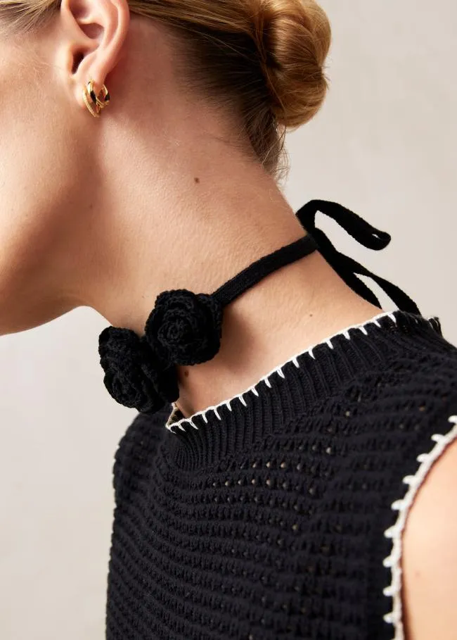 ALOHAS Jewelry Fleur 8211 Black Cotton Necklace 8211 Women
