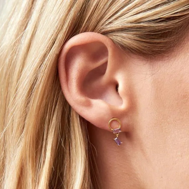 ALOHAS Jewelry Fountain 8211 Gold And Purple Crystal Earrings 8211 Women