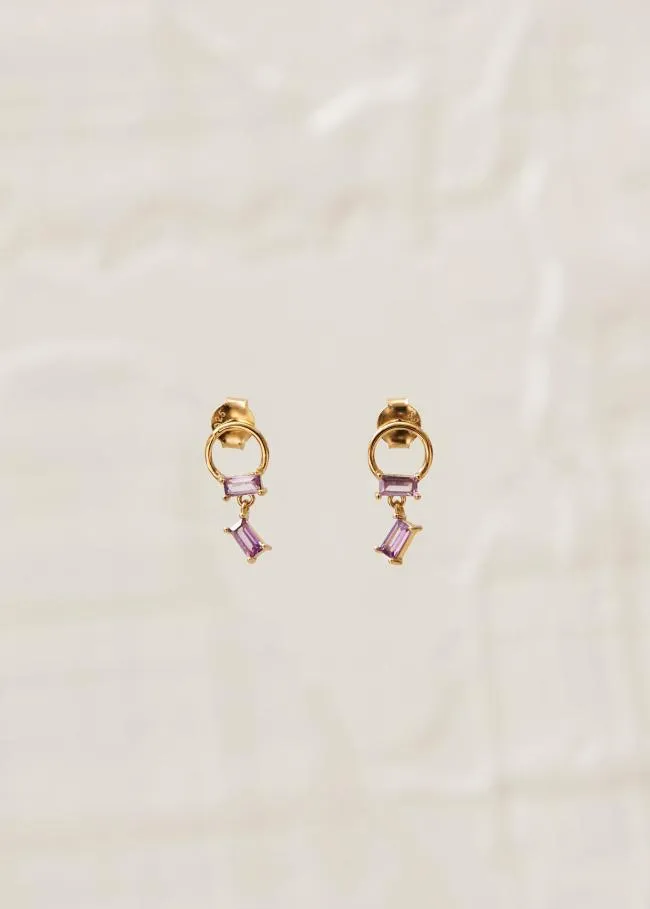 ALOHAS Jewelry Fountain 8211 Gold And Purple Crystal Earrings 8211 Women