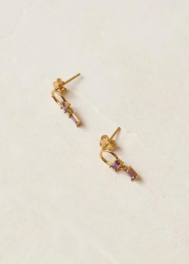 ALOHAS Jewelry Fountain 8211 Gold And Purple Crystal Earrings 8211 Women