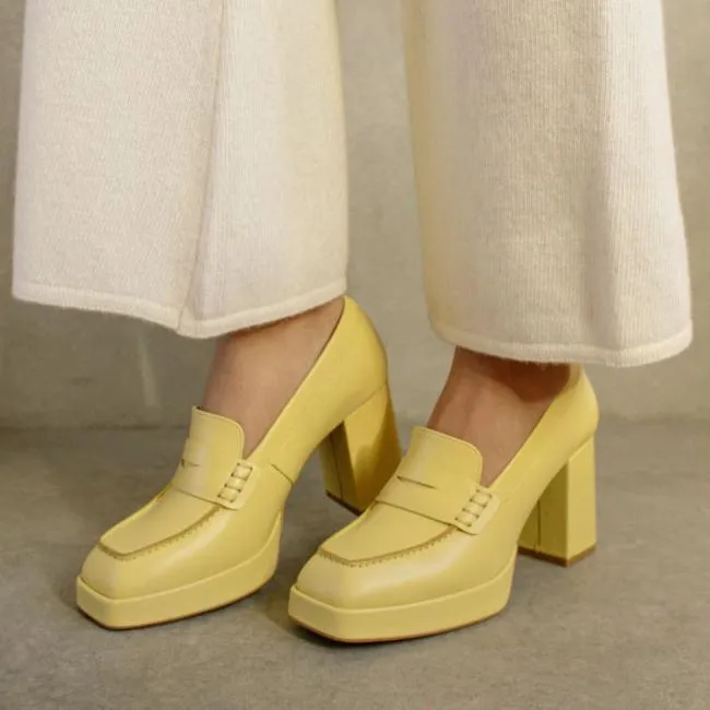 ALOHAS Loafers Busy Colorblock 8211 Yellow Leather Loafers 8211 Women